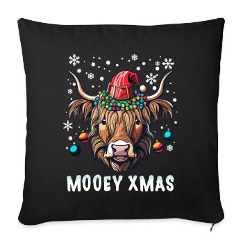 Bovins Highlands écossais Noël vache neige - Housse de coussin décorative 45 x 45 cm - noir - Devant