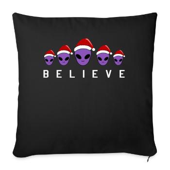 Believe in Purple Christmas Aliens Gift - Sofa pillowcase 17,3'' x 17,3'' (45 x 45 cm) - black - Front