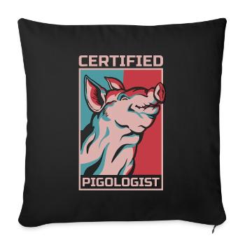 Pig Farming Certified Pigologist Livestock Farming - Sofa pillowcase 17,3'' x 17,3'' (45 x 45 cm) - black - Front