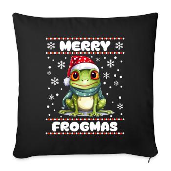 Cute Frog Wishes Merry Christmas - Sofa pillowcase 17,3'' x 17,3'' (45 x 45 cm) - black - Front