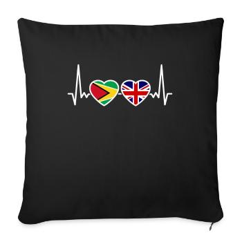 Guyane Royaume-Uni Heartbeat Flag Guyanais britannique - Housse de coussin décorative 45 x 45 cm - noir - Devant
