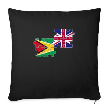 Guyane Royaume-Uni Vintage drapeau britannique guyanais - Housse de coussin décorative 45 x 45 cm - noir - Devant
