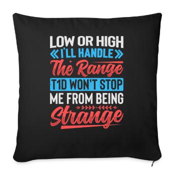 Diabète DT1 - Je m’occupe de la gamme - Housse de coussin décorative 45 x 45 cm - noir - Devant