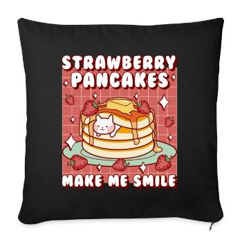 Strawberry Pancakes Make Me Smile - Sofa pillowcase 17,3'' x 17,3'' (45 x 45 cm) - black - Front