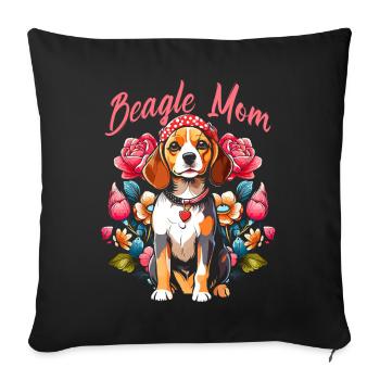 La meilleure maman beagle de tous les temps - Housse de coussin décorative 45 x 45 cm - noir - Devant