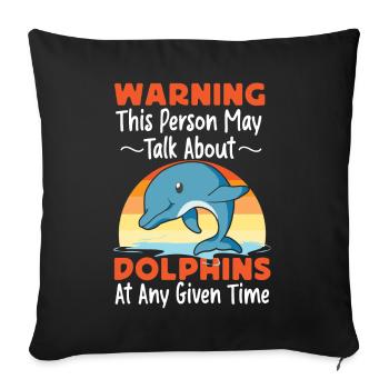 Dolphin Retro Warning This Person - Sofa pillowcase 17,3'' x 17,3'' (45 x 45 cm) - black - Front