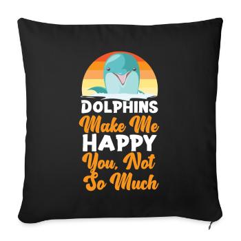 Dauphin Rétro Dauphins Me Font - Housse de coussin décorative 45 x 45 cm - noir - Devant