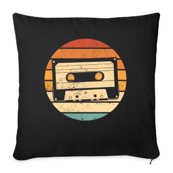 Retro Sunset Cassette Tape Old School - Sofakissenbezug 45 x 45 cm - Schwarz - Vorne