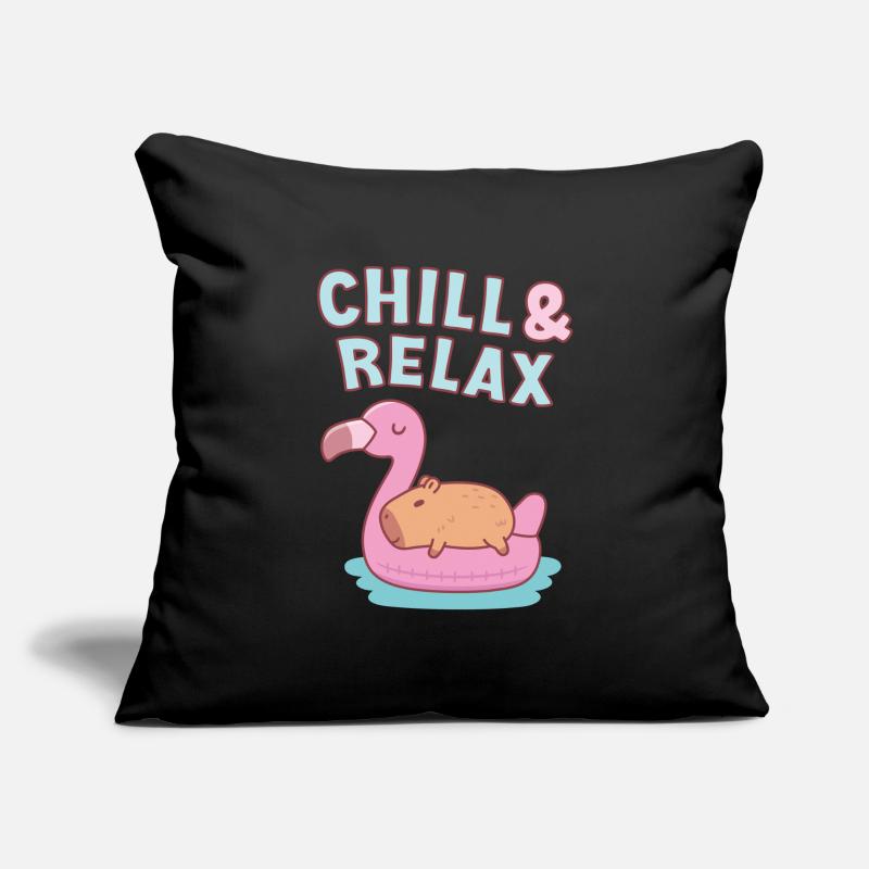 Chill & Relax Cute Capybara On Flamingo Pool Float Sofa pillowcase 17,3'' x 17,3'' (45 x 45 cm)