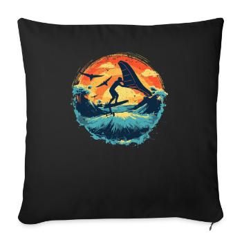 Wingfoil Surfer Planches de Wingfoil Hydrofoil - Housse de coussin décorative 45 x 45 cm - noir - Devant
