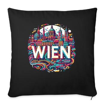 Vienna Austria Wien Souvenir Art - Sofa pillowcase 17,3'' x 17,3'' (45 x 45 cm) - black - Front