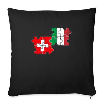 Suisse Italie Vintage Drapeau Italien Suisse - Housse de coussin décorative 45 x 45 cm - noir - Devant