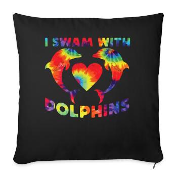 Dauphin Tie Dye avec lequel j’ai nagé - Housse de coussin décorative 45 x 45 cm - noir - Devant