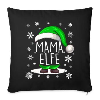 Weihnachten Mama Elfe - Sofakissenbezug 45 x 45 cm - Schwarz - Vorne