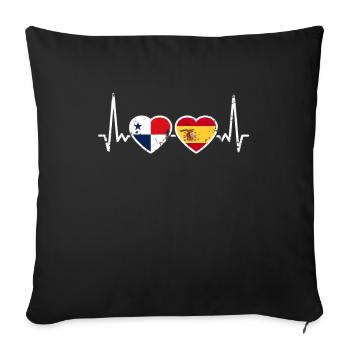 Panama Espagne Vintage Heartbeat drapeau panaméen - Housse de coussin décorative 45 x 45 cm - noir - Devant