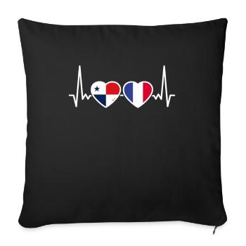 Panama France Heartbeat Flag Panamanian - Housse de coussin décorative 45 x 45 cm - noir - Devant