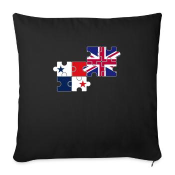 Panama Royaume-Uni Drapeau britannique panaméen - Housse de coussin décorative 45 x 45 cm - noir - Devant