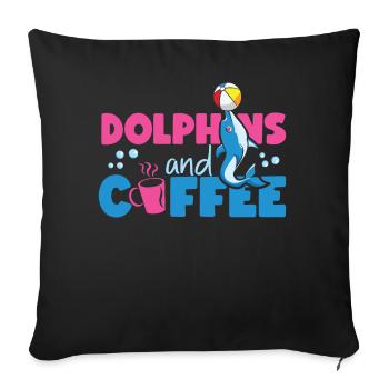 Dolphin Coffee Dolphins And Coffee - Sofa pillowcase 17,3'' x 17,3'' (45 x 45 cm) - black - Front