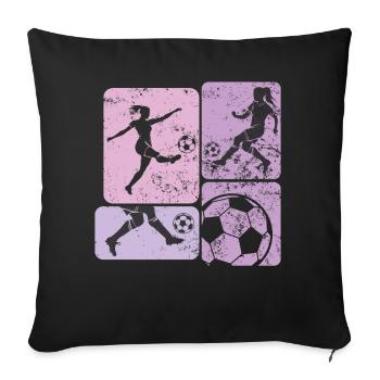 Soccer féminin, Football féminin, Football féminin - Housse de coussin décorative 45 x 45 cm - noir - Devant