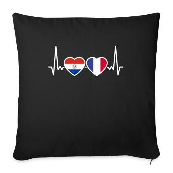 Paraguay France Heartbeat Flag Paraguayen - Housse de coussin décorative 45 x 45 cm - noir - Devant