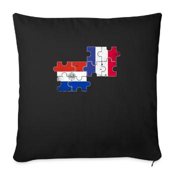 Paraguay France Vintage Drapeau Paraguayen - Housse de coussin décorative 45 x 45 cm - noir - Devant