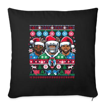 Joueur de football américain Football Noël - Housse de coussin décorative 45 x 45 cm - noir - Devant