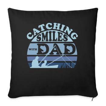 Catching Smiles with Dad Fish Lover Retro Fishing - Sofakissenbezug 45 x 45 cm - Schwarz - Vorne
