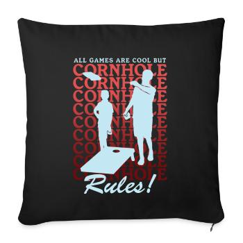 Cornhole joueur Bean Bag Blind Hole cadeau - Housse de coussin décorative 45 x 45 cm - noir - Devant