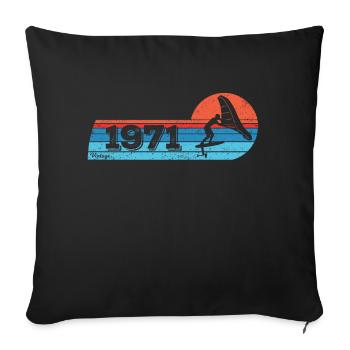 Wingfoil Surfer Birthday Vintage Born 1971 - Sofa pillowcase 17,3'' x 17,3'' (45 x 45 cm) - black - Front