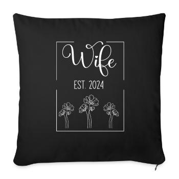 Épouse créée en 2024 - Conception d'épouse - Housse de coussin décorative 45 x 45 cm - noir - Devant