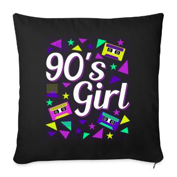 Rétro des années 90 Girl Power Style Pop Culture - Housse de coussin décorative 45 x 45 cm - noir - Devant