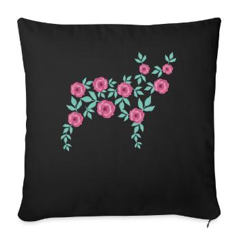 French Bulldog made of Flowers - Sofa pillowcase 17,3'' x 17,3'' (45 x 45 cm) - black - Front
