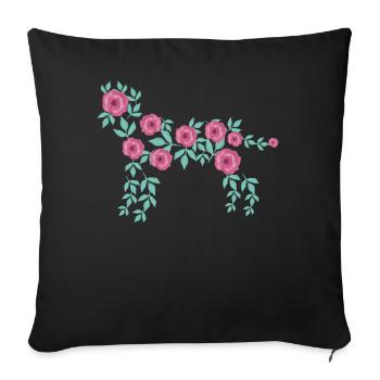 Labrador Retriever Flowers Dog - Sofa pillowcase 17,3'' x 17,3'' (45 x 45 cm) - black - Front