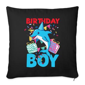Dolphin Birthday Birthday Boy - Sofa pillowcase 17,3'' x 17,3'' (45 x 45 cm) - black - Front
