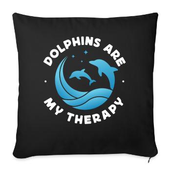 Dauphins Les dauphins sont ma thérapie - Housse de coussin décorative 45 x 45 cm - noir - Devant
