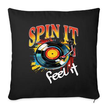 Vinyl Record LP Turntable Retro - Sofa pillowcase 17,3'' x 17,3'' (45 x 45 cm) - black - Front