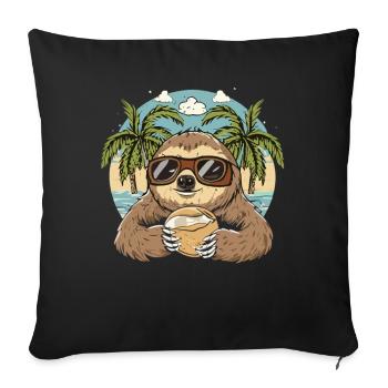 Tropical Chill : paresseux à la noix de - Housse de coussin décorative 45 x 45 cm - noir - Devant