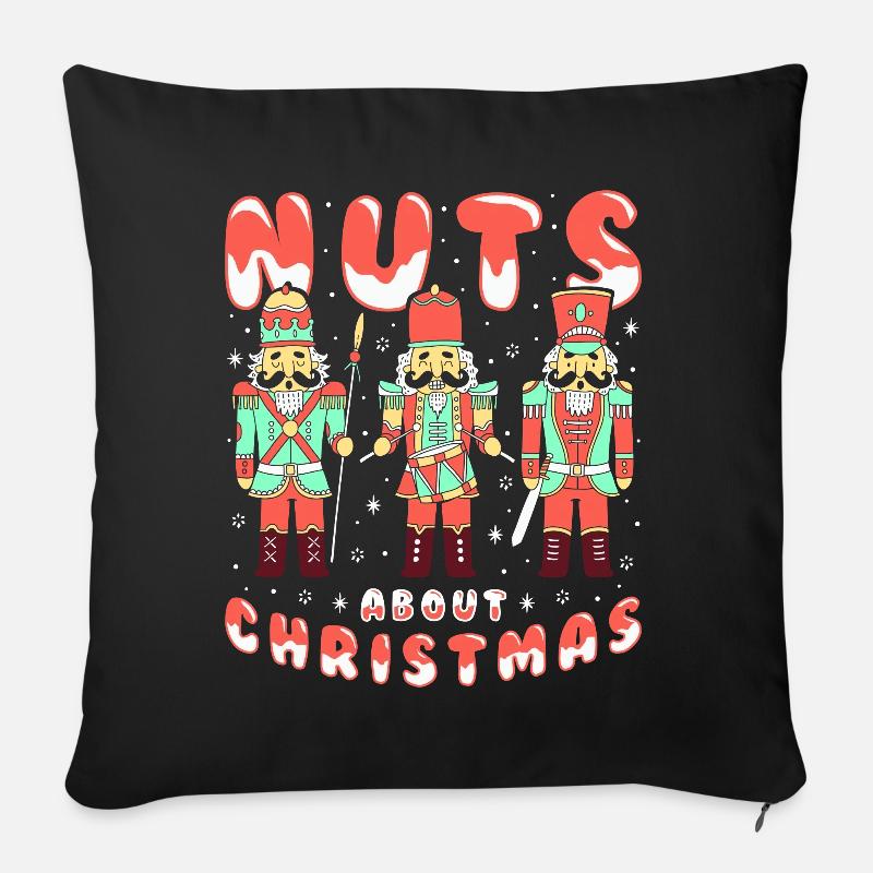 Nuts About Christmas - Sofakissenbezug 45 x 45 cm - Schwarz