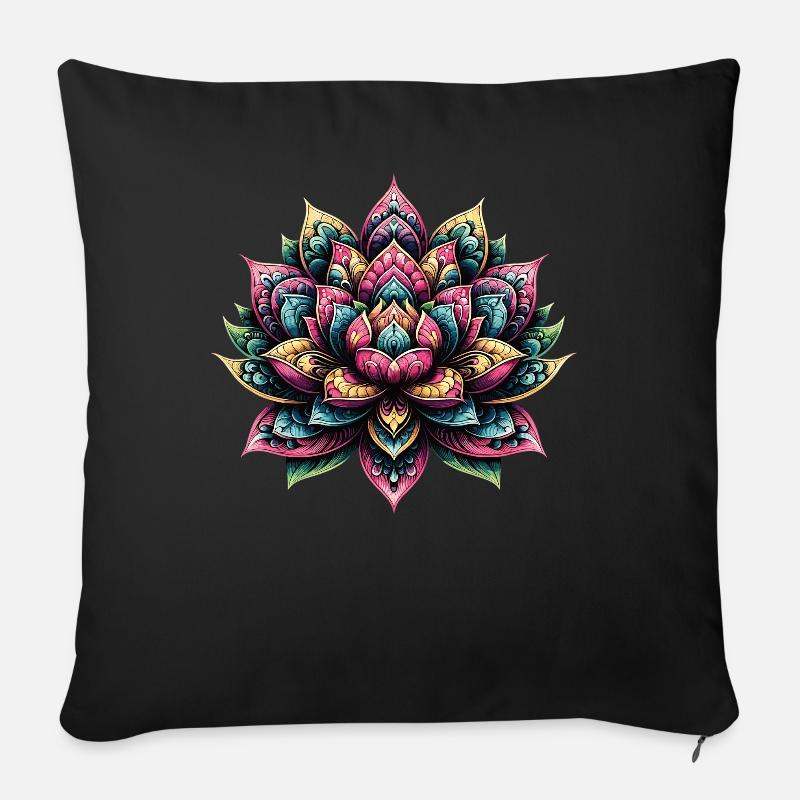 Lotusblüte - Sofakissenbezug 45 x 45 cm - Schwarz