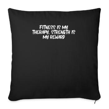 Fitness - Le fitness est ma thérapie, la force est ma - Housse de coussin décorative 45 x 45 cm - noir - Devant