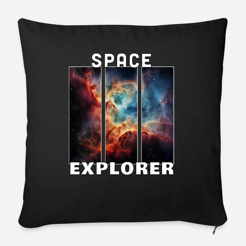 Space Explorer, Space, Space, Astronaut, Astronomer - Sofa pillowcase 17,3'' x 17,3'' (45 x 45 cm) - black