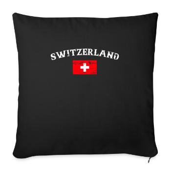 Suisse Vintage Suisse Drapeau Suisse - Housse de coussin décorative 45 x 45 cm - noir - Devant