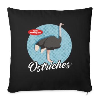 Ostrich bird ostriches ostrich lover gift - Sofa pillowcase 17,3'' x 17,3'' (45 x 45 cm) - black - Front