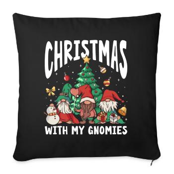 Noël avec mes gnomes - Housse de coussin décorative 45 x 45 cm - noir - Devant