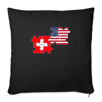 Suisse USA Drapeau Américain Suisse - Housse de coussin décorative 45 x 45 cm - noir - Devant