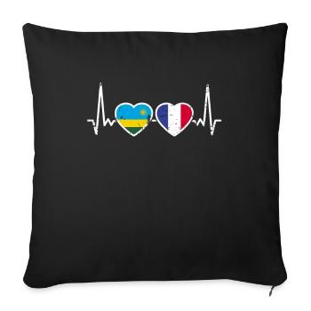 Rwanda France Vintage Heartbeat Flag - Sofa pillowcase 17,3'' x 17,3'' (45 x 45 cm) - black - Front