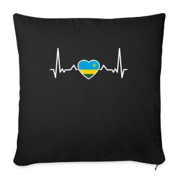 Rwanda Heartbeat Rwandan Flag Rwandese - Sofa pillowcase 17,3'' x 17,3'' (45 x 45 cm) - black - Front