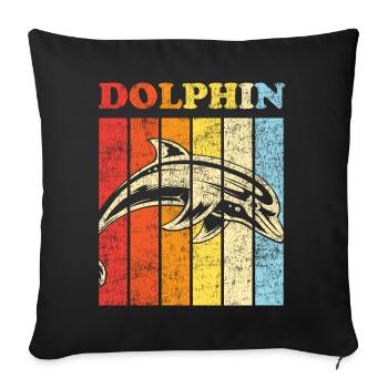 Dolphin Retro Vintage Dolphin - Sofakissenbezug 45 x 45 cm - Schwarz - Vorne