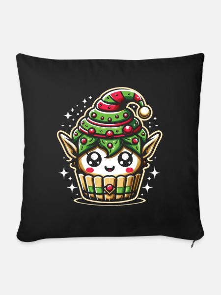 Zauberhafter Elfen Cupcake - Sofakissenbezug 45 x 45 cm - Schwarz