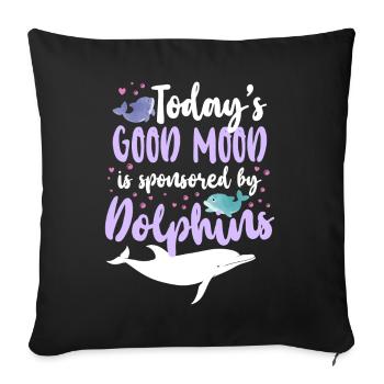 Dolphin Today's Good Mood Is - Sofakissenbezug 45 x 45 cm - Schwarz - Vorne